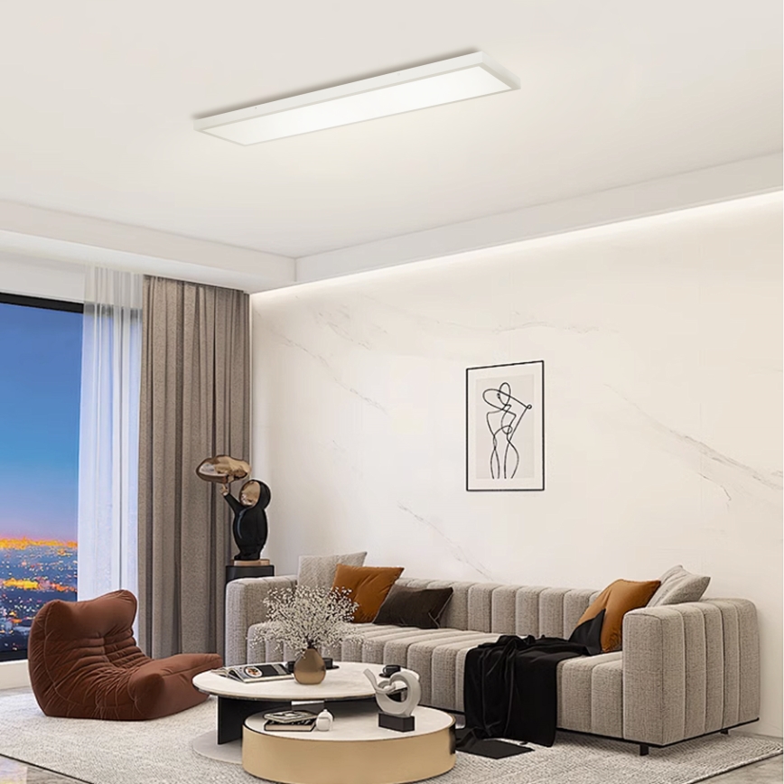 Brilagi - LED Dimmable bathroom ceiling light FRAME SMART LED/50W/230V 120x30 cm 3000-6000K IP44 silver + remote control