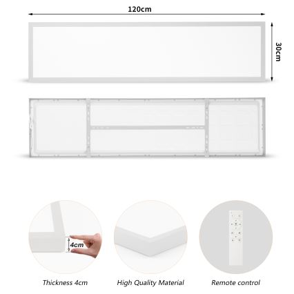 Brilagi - LED Dimmable bathroom ceiling light FRAME SMART LED/50W/230V 120x30 cm 3000-6000K IP44 silver + remote control