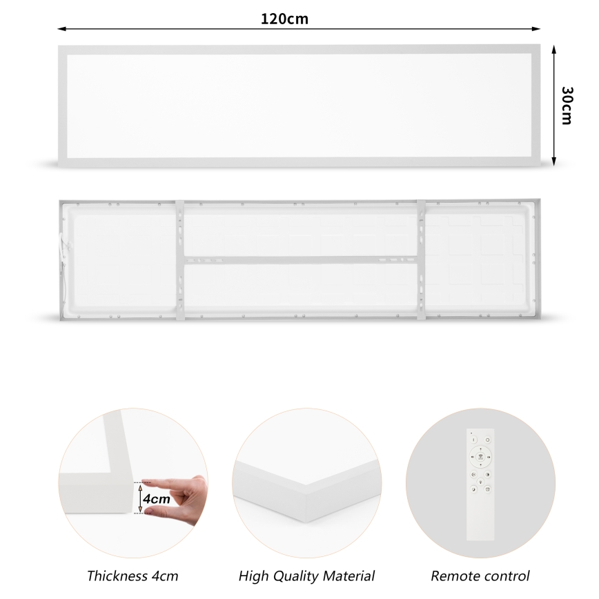 Brilagi - LED Dimmable bathroom ceiling light FRAME SMART LED/50W/230V 120x30 cm 3000-6000K IP44 silver + remote control