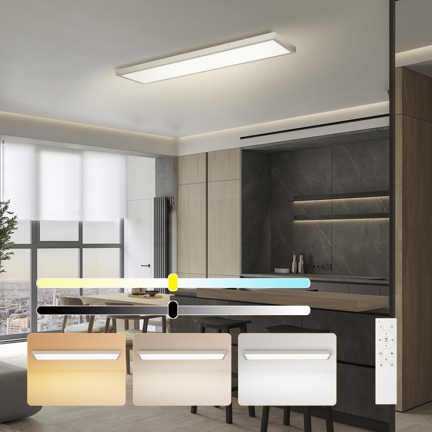 Brilagi - Dimmable LED bathroom ceiling light FRAME SMART LED/50W/230V 120x30 cm 3000-6000K IP44 silver + remote control