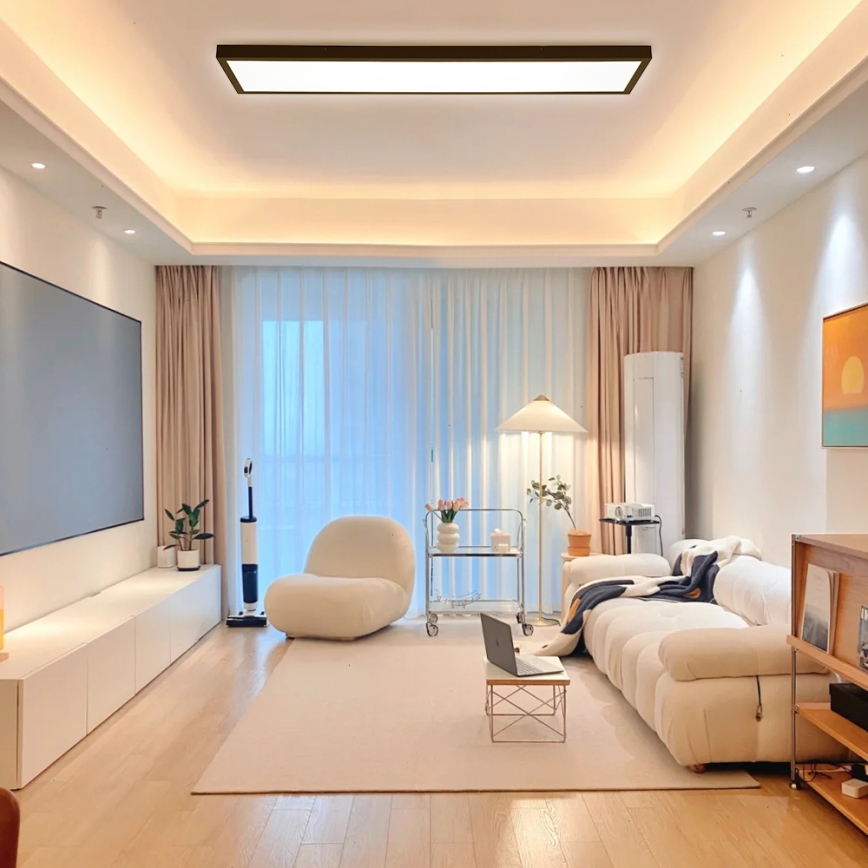 Brilagi - LED Dimmable bathroom ceiling light FRAME SMART LED/50W/230V 30x120 cm 3000-6000K IP44 black + remote control