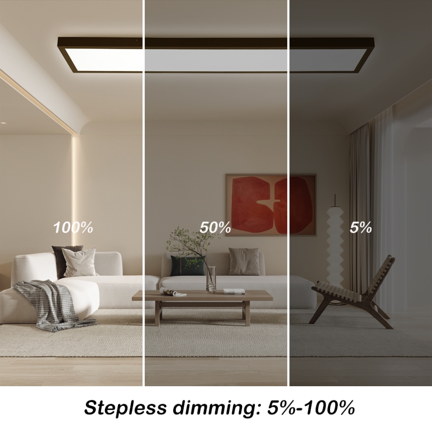 Brilagi - LED Dimmable bathroom ceiling light FRAME SMART LED/50W/230V 30x120 cm 3000-6000K IP44 black + remote control