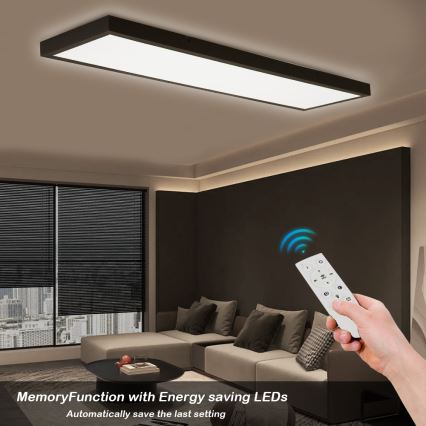 Brilagi - LED Dimmable bathroom ceiling light FRAME SMART LED/50W/230V 30x120 cm 3000-6000K IP44 black + remote control