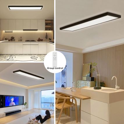Brilagi - LED Dimmable bathroom ceiling light FRAME SMART LED/50W/230V 30x120 cm 3000-6000K IP44 black + remote control