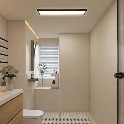 Brilagi - LED Dimmable bathroom ceiling light FRAME SMART LED/50W/230V 30x120 cm 3000-6000K IP44 black + remote control