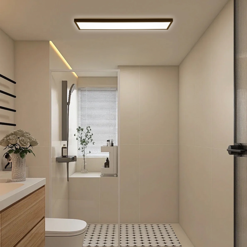 Brilagi - LED Dimmable bathroom ceiling light FRAME SMART LED/50W/230V 30x120 cm 3000-6000K IP44 black + remote control