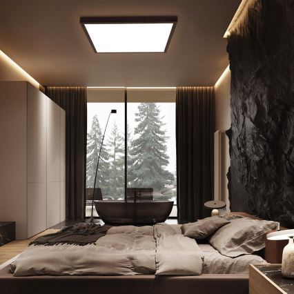 Brilagi - LED Dimmable Bathroom Ceiling Light FRAME SMART LED/50W/230V 60x60 cm 3000-6000K IP44 Black + Remote Control