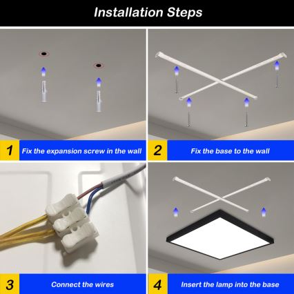 Brilagi - LED Dimmable Bathroom Ceiling Light FRAME SMART LED/50W/230V 60x60 cm 3000-6000K IP44 Black + Remote Control