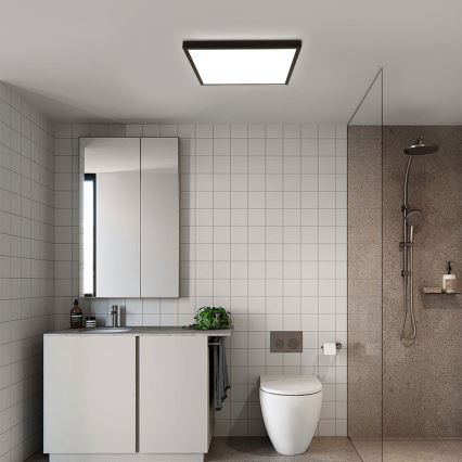 Brilagi - LED Dimmable Bathroom Ceiling Light FRAME SMART LED/50W/230V 60x60 cm 3000-6000K IP44 Black + Remote Control