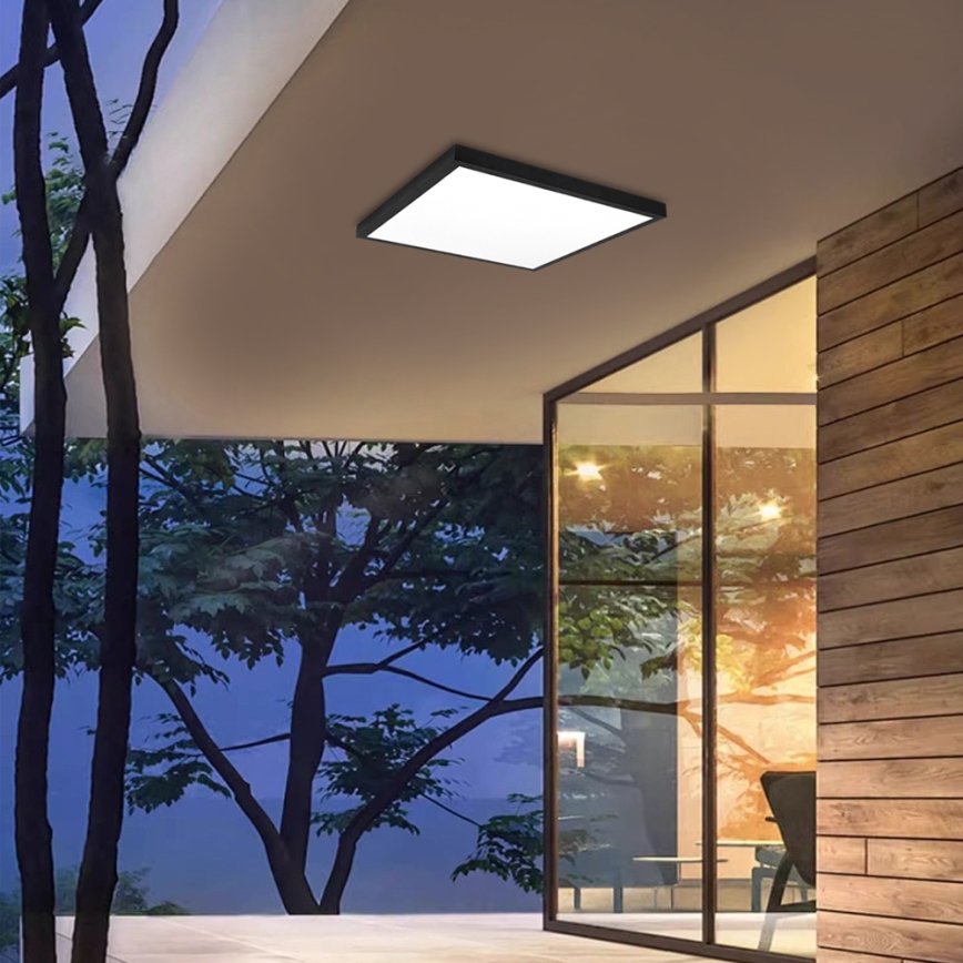Brilagi - LED Dimmable Bathroom Ceiling Light FRAME SMART LED/50W/230V 60x60 cm 3000-6000K IP44 Black + Remote Control