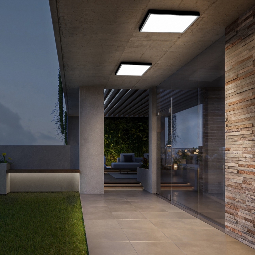 Brilagi - LED Dimmable Bathroom Ceiling Light FRAME SMART LED/50W/230V 60x60 cm 3000-6000K IP44 Black + Remote Control