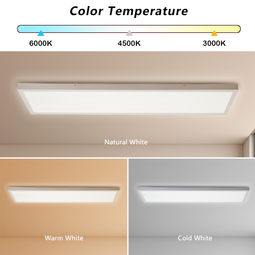 Brilagi - LED Dimmable bathroom ceiling light FRAME SMART LED/50W/230V 30x120 cm 3000-6000K IP44 white + remote control