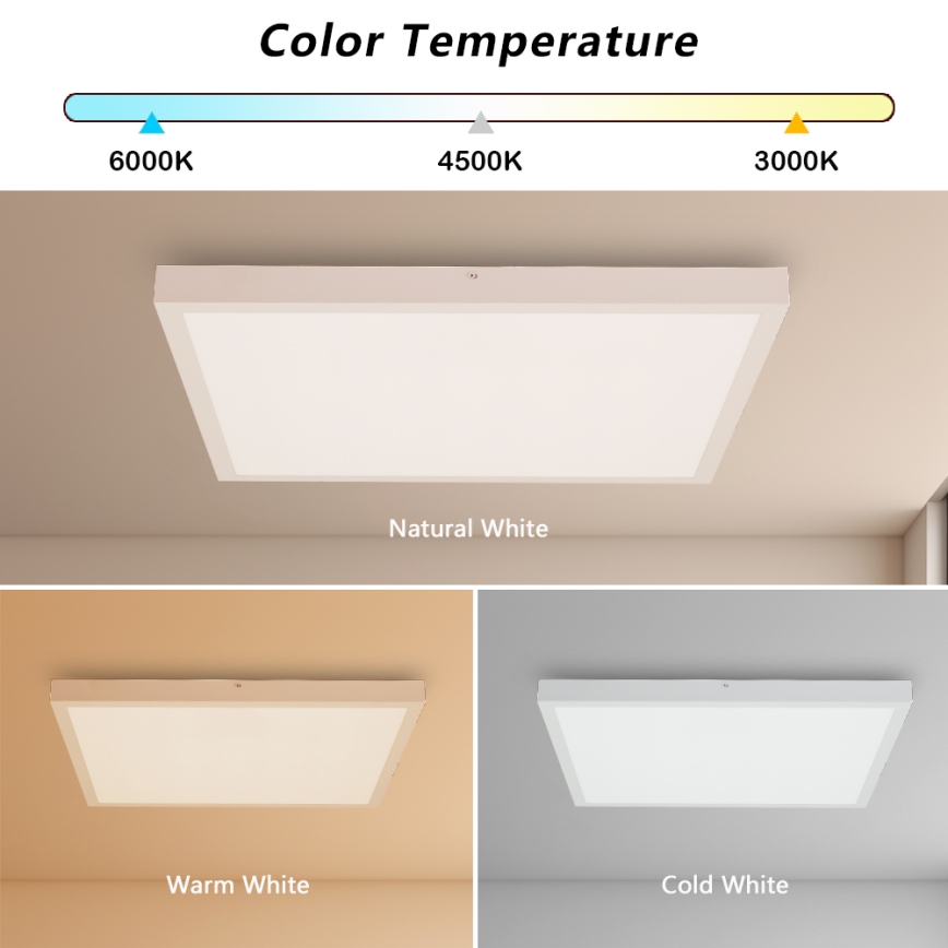 Brilagi - LED Dimmable bathroom ceiling light FRAME SMART LED/50W/230V 60x60 cm 3000-6000K IP44 white + remote control
