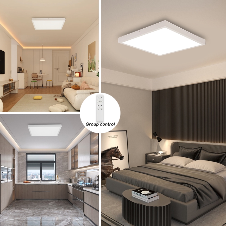 Brilagi - LED Dimmable bathroom ceiling light FRAME SMART LED/50W/230V 60x60 cm 3000-6000K IP44 white + remote control