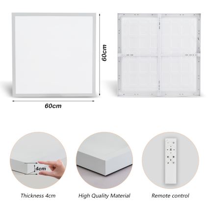Brilagi - LED Dimmable bathroom ceiling light FRAME SMART LED/50W/230V 60x60 cm 3000-6000K IP44 white + remote control