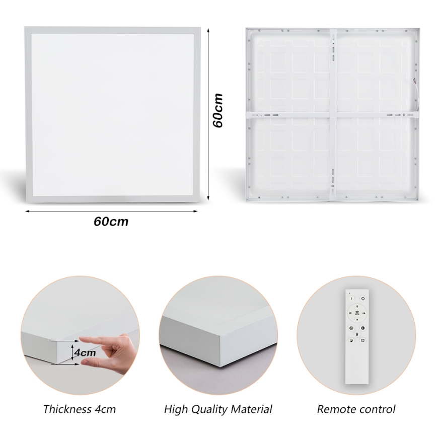 Brilagi - LED Dimmable bathroom ceiling light FRAME SMART LED/50W/230V 60x60 cm 3000-6000K IP44 white + remote control