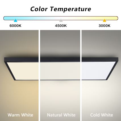 Brilagi - LED Dimmable Bathroom Ceiling Light FRAME SMART LED/96W/230V 120x60 cm 3000-6000K IP44 Black + Remote Control