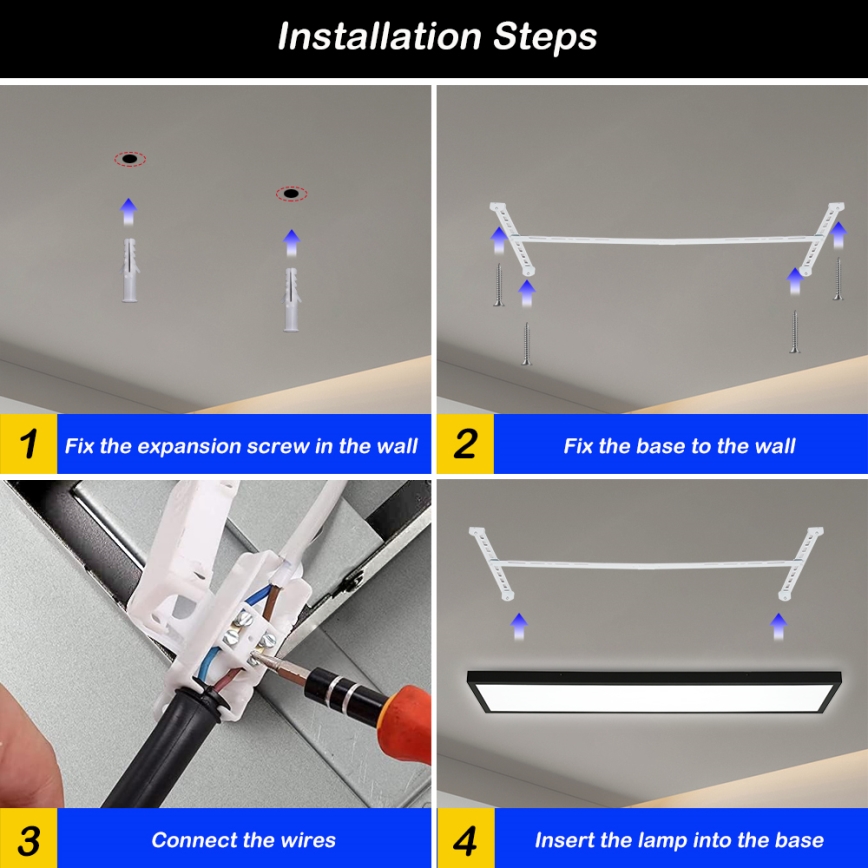 Brilagi - Dimmable LED Bathroom Ceiling Light FRAME SMART LED/50W/230V 120x30 cm 3000-6000K IP44 Black + remote control