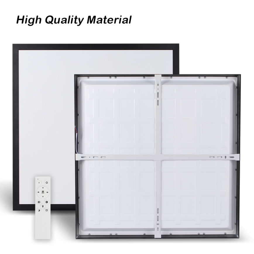 Brilagi - FRAME SMART Dimmable LED Bathroom Ceiling Light LED/50W/230V 60x60 cm 3000-6000K IP44 Black + Remote Control