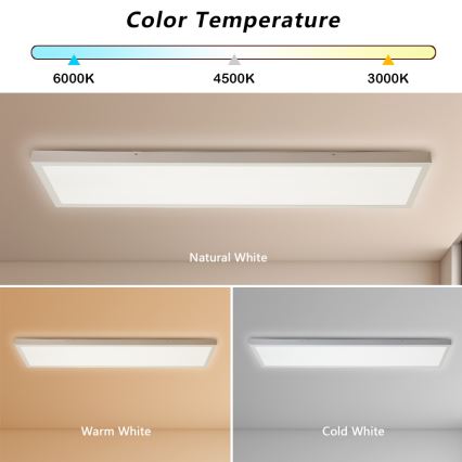 Brilagi - FRAME SMART Dimmable LED Bathroom Ceiling Light 50W/230V 120x30 cm 3000-6000K IP44 White + Remote Control