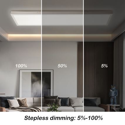 Brilagi - FRAME SMART Dimmable LED Bathroom Ceiling Light 50W/230V 120x30 cm 3000-6000K IP44 White + Remote Control