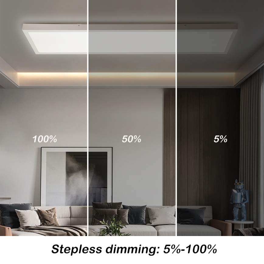 Brilagi - FRAME SMART Dimmable LED Bathroom Ceiling Light 50W/230V 120x30 cm 3000-6000K IP44 White + Remote Control
