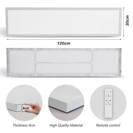 Brilagi - FRAME SMART Dimmable LED Bathroom Ceiling Light 50W/230V 120x30 cm 3000-6000K IP44 White + Remote Control