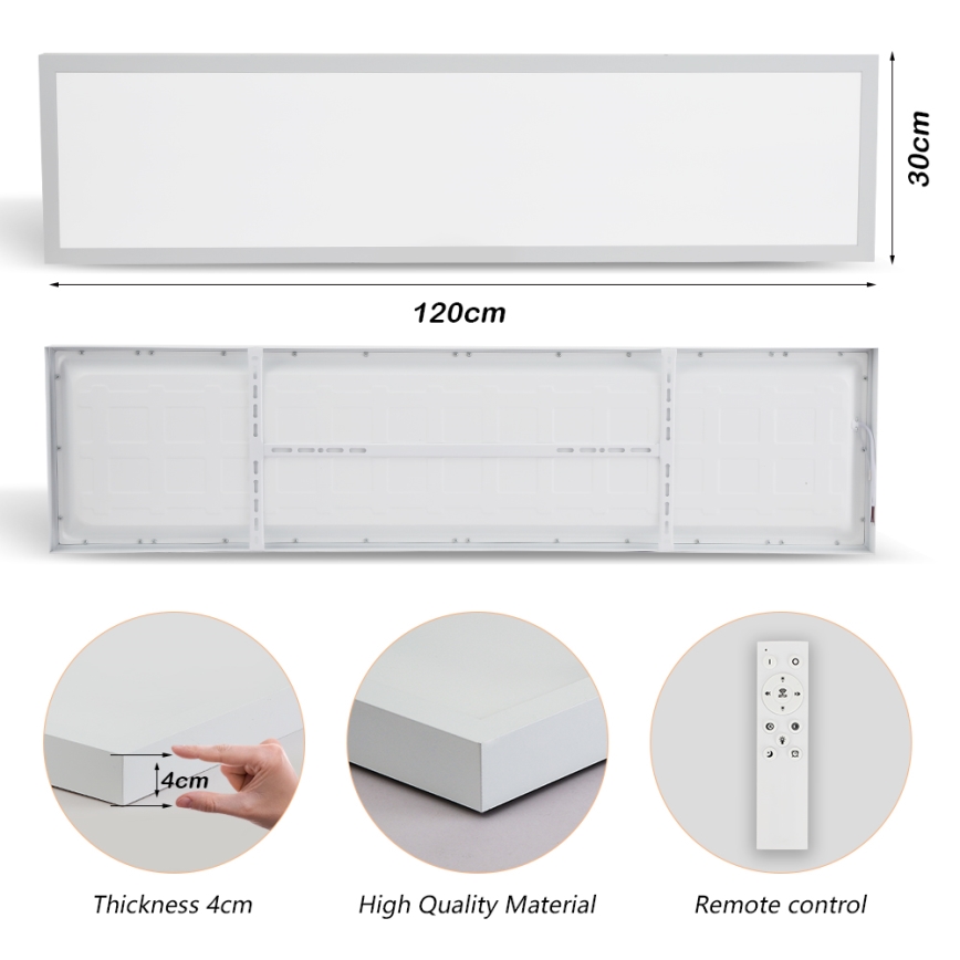 Brilagi - FRAME SMART Dimmable LED Bathroom Ceiling Light 50W/230V 120x30 cm 3000-6000K IP44 White + Remote Control