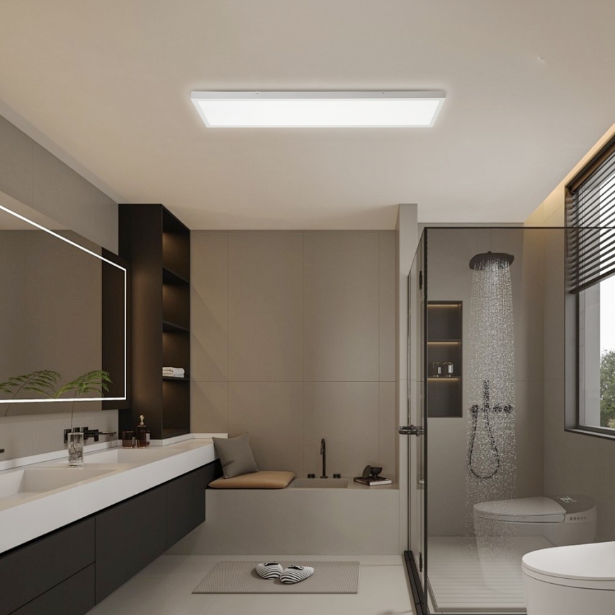 Brilagi - FRAME SMART Dimmable LED Bathroom Ceiling Light 50W/230V 120x30 cm 3000-6000K IP44 White + Remote Control