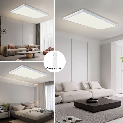 Brilagi - Dimmable LED Bathroom Ceiling Light FRAME SMART LED/96W/230V 120x60 cm 3000-6000K IP44 White + Remote Control
