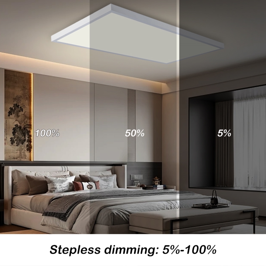 Brilagi - Dimmable LED Bathroom Ceiling Light FRAME SMART LED/96W/230V 120x60 cm 3000-6000K IP44 White + Remote Control