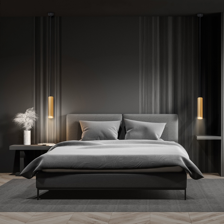 Brilagi - LED RGBW Dimmable cable-suspended pendant SELE 1xGU10/6W/230V 3000K black/gold + remote control