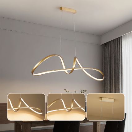 Brilagi - TWISTER LED Dimmable Cable Pendant Light LED/60W/230V 3000-6000K Gold + Remote Control