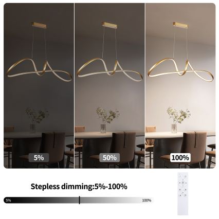 Brilagi - TWISTER LED Dimmable Cable Pendant Light LED/60W/230V 3000-6000K Gold + Remote Control