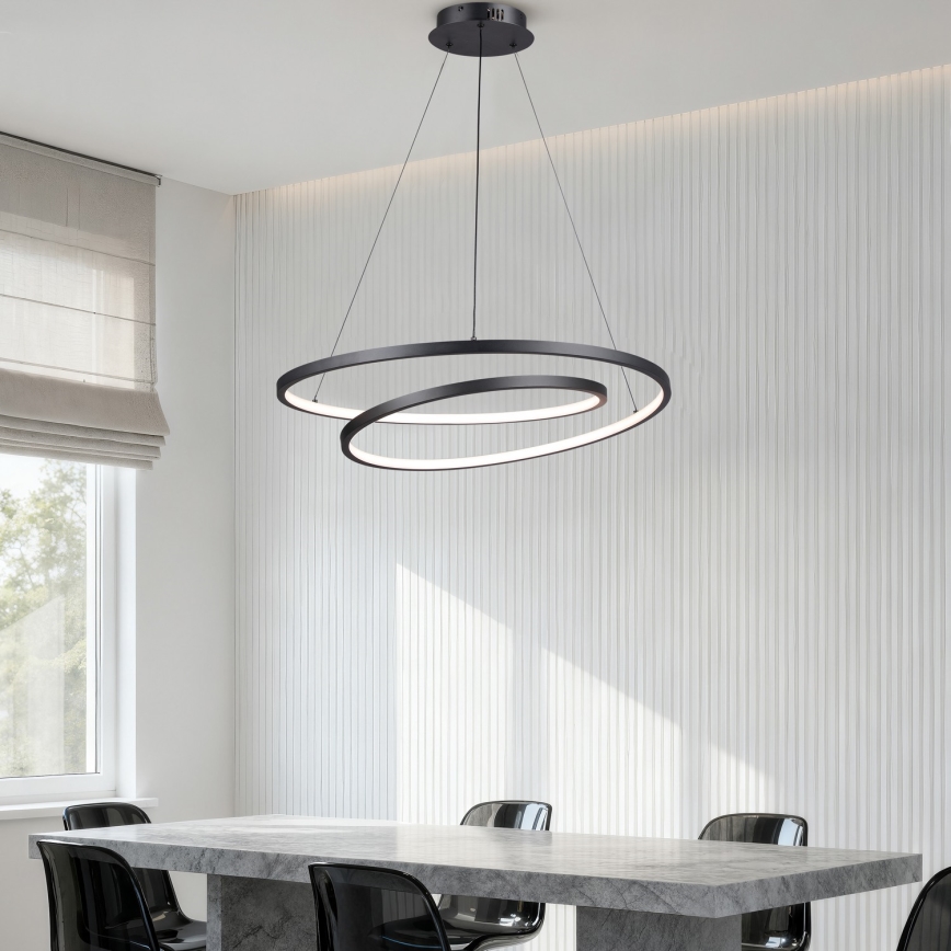 Brilagi - TWISTER LED dimmable cable pendant light, 75W, 230V, 3000–6000K, Ø70 cm, black + remote control
