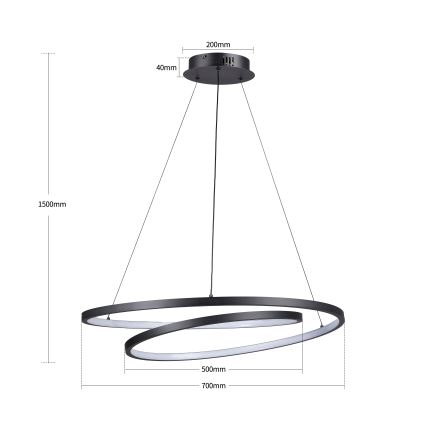 Brilagi - TWISTER LED dimmable cable pendant light, 75W, 230V, 3000–6000K, Ø70 cm, black + remote control