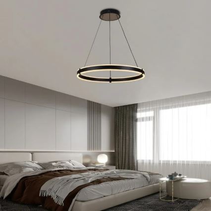 Brilagi - Dimmable LED CIRCLE pendant light on cable LED/85W/230V 3000-6500K diam. 60 cm black + remote control