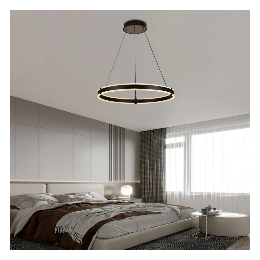 Brilagi - Dimmable LED CIRCLE pendant light on cable LED/85W/230V 3000-6500K diam. 60 cm black + remote control