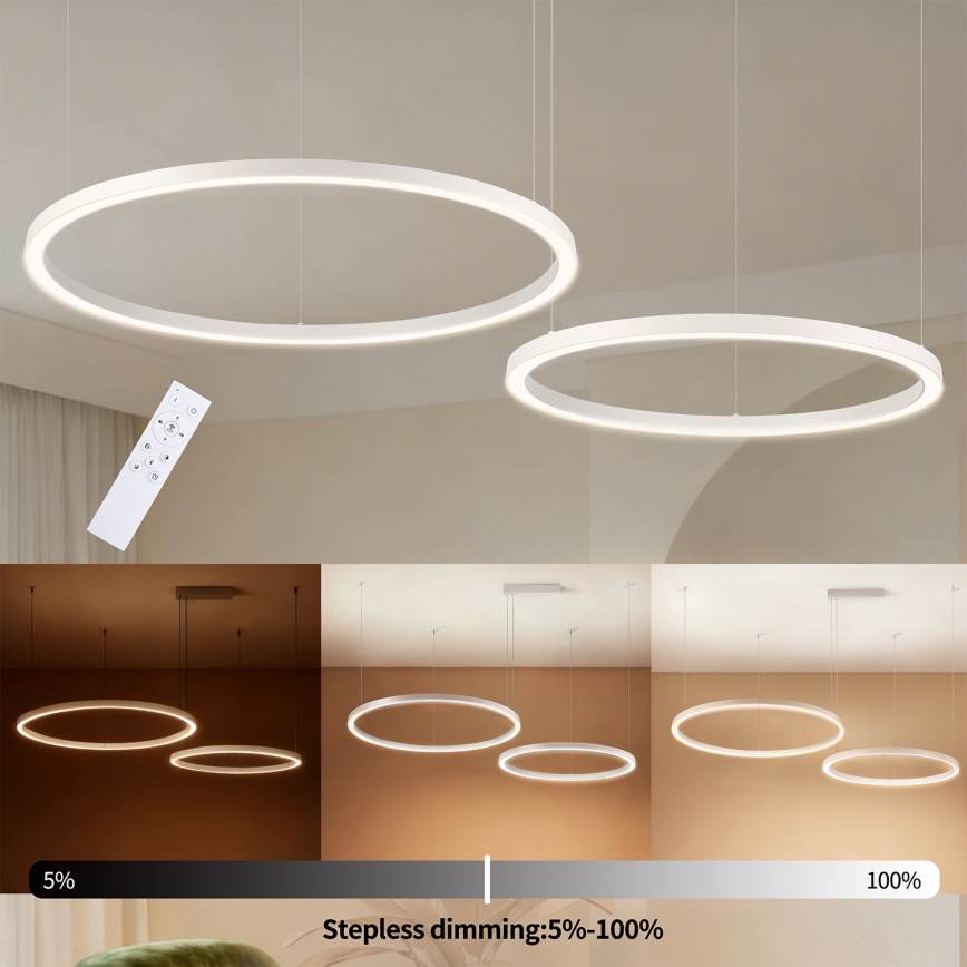 Brilagi - LED Dimmable Cable Pendant PORTOFINO LED/98W/230V 3000-6000K White + Remote Control