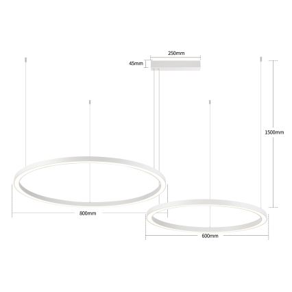 Brilagi - LED Dimmable Cable Pendant PORTOFINO LED/98W/230V 3000-6000K White + Remote Control