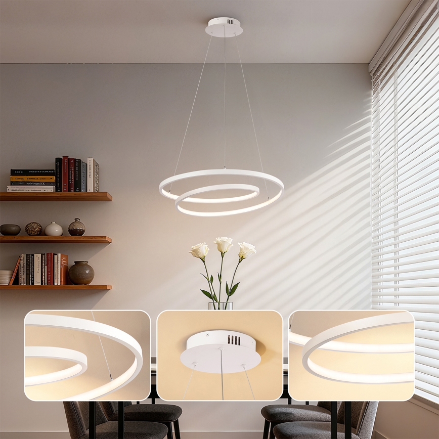 Brilagi - TWISTER LED Dimmable Cable Pendant Light LED/48W/230V 3000-6000K Ø 50 cm White + Remote Control
