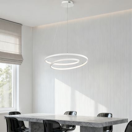 Brilagi - TWISTER LED Dimmable Cable Pendant Light LED/48W/230V 3000-6000K Ø 50 cm White + Remote Control