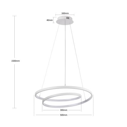 Brilagi - TWISTER LED Dimmable Cable Pendant Light LED/48W/230V 3000-6000K Ø 50 cm White + Remote Control