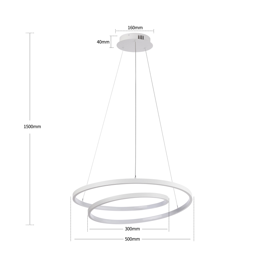Brilagi - TWISTER LED Dimmable Cable Pendant Light LED/48W/230V 3000-6000K Ø 50 cm White + Remote Control