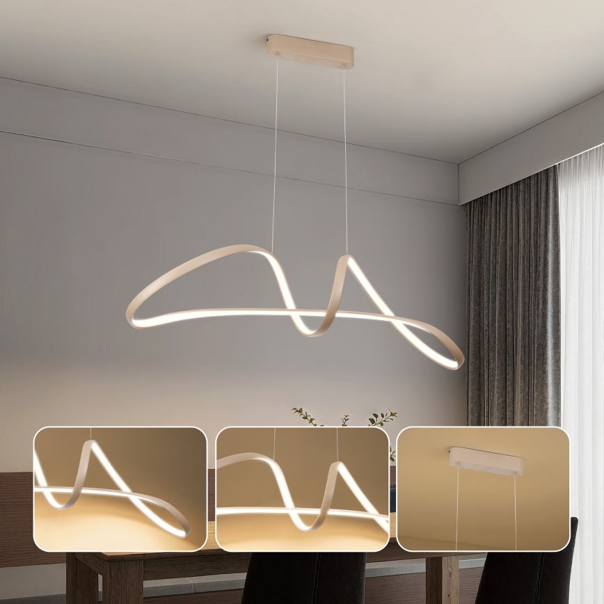 Brilagi - Dimmable LED Pendant on Cable TWISTER LED/60W/230V 3000-6000K Beige + Remote Control