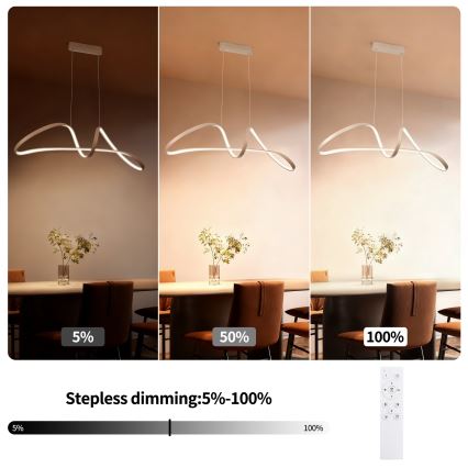 Brilagi - Dimmable LED Pendant on Cable TWISTER LED/60W/230V 3000-6000K Beige + Remote Control