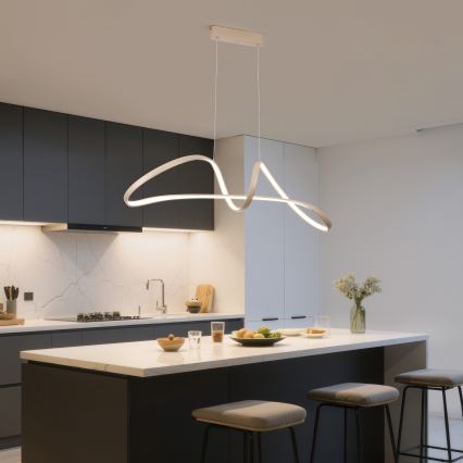 Brilagi - Dimmable LED Pendant on Cable TWISTER LED/60W/230V 3000-6000K Beige + Remote Control