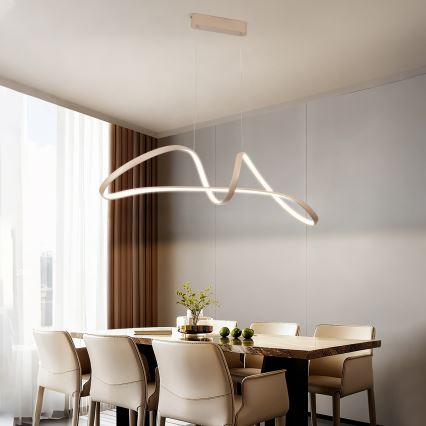 Brilagi - Dimmable LED Pendant on Cable TWISTER LED/60W/230V 3000-6000K Beige + Remote Control