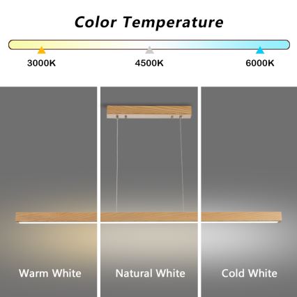 Brilagi - OAK SMART LED Dimmable Cable Pendant Light / 30W / 230V / Wi‑Fi Tuya – Oak Finish + Remote Control