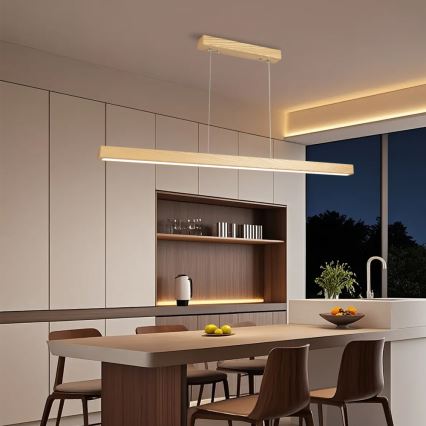 Brilagi - OAK SMART LED Dimmable Cable Pendant Light / 30W / 230V / Wi‑Fi Tuya – Oak Finish + Remote Control